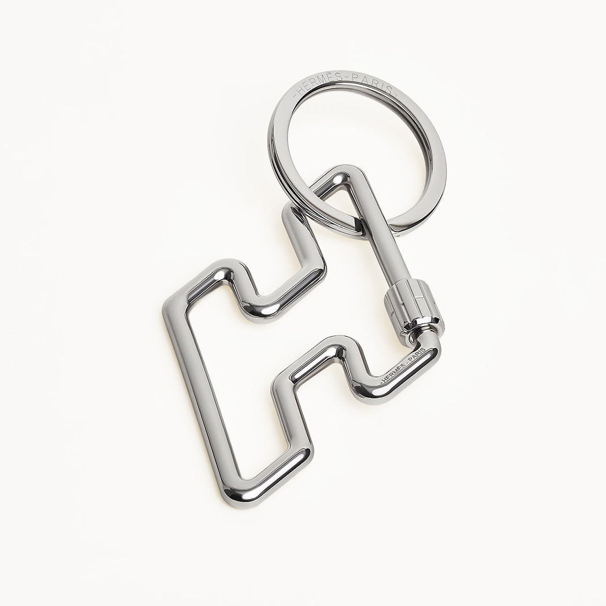 Hermes silver keychain