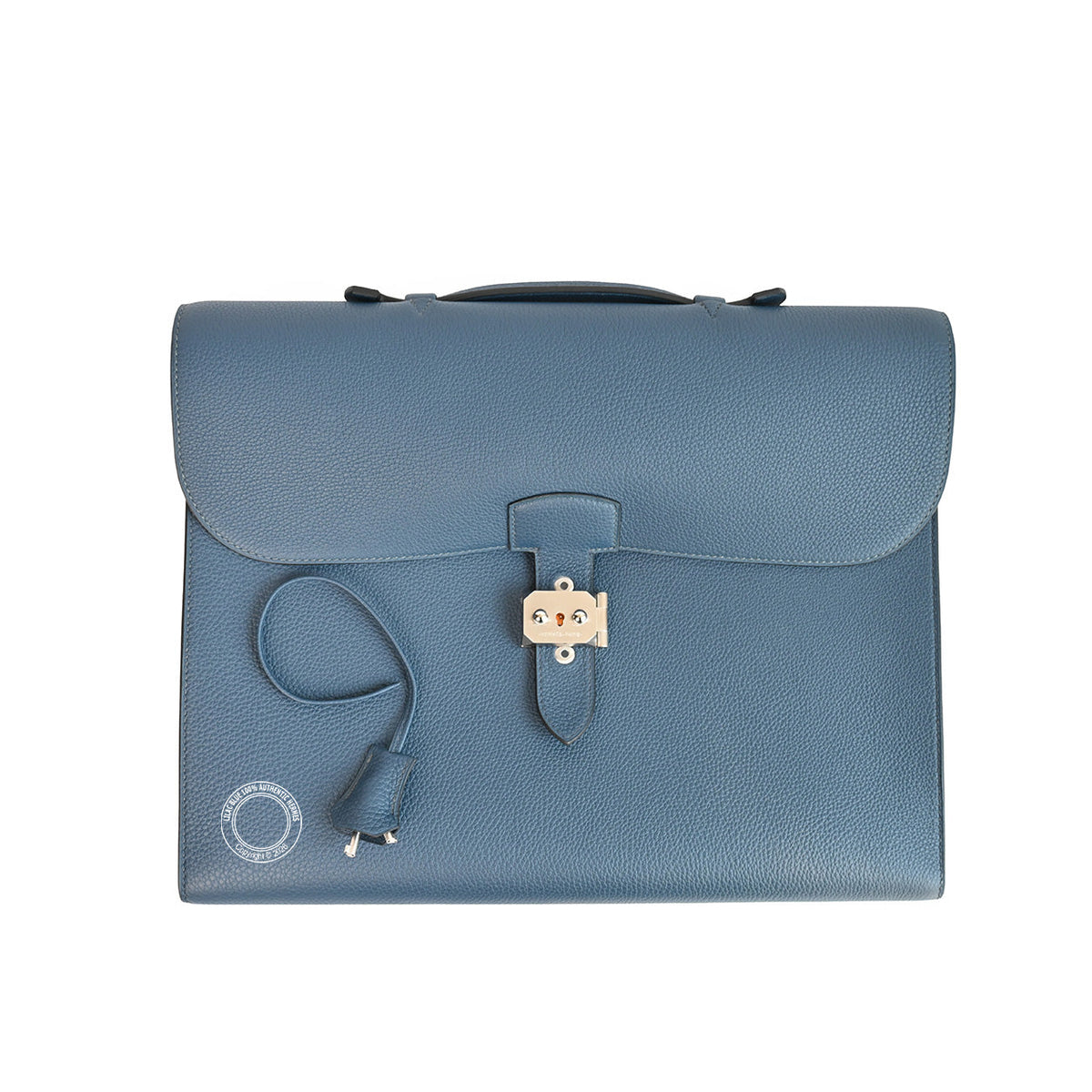 Hermes Sac a Depeches Light 37cm in Bleu de Prusse Togo leather and palladium hardware