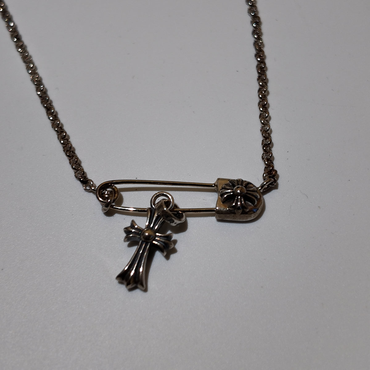 Chrome Hearts BGray Charm CH Cross Baby Fat Safety Pin