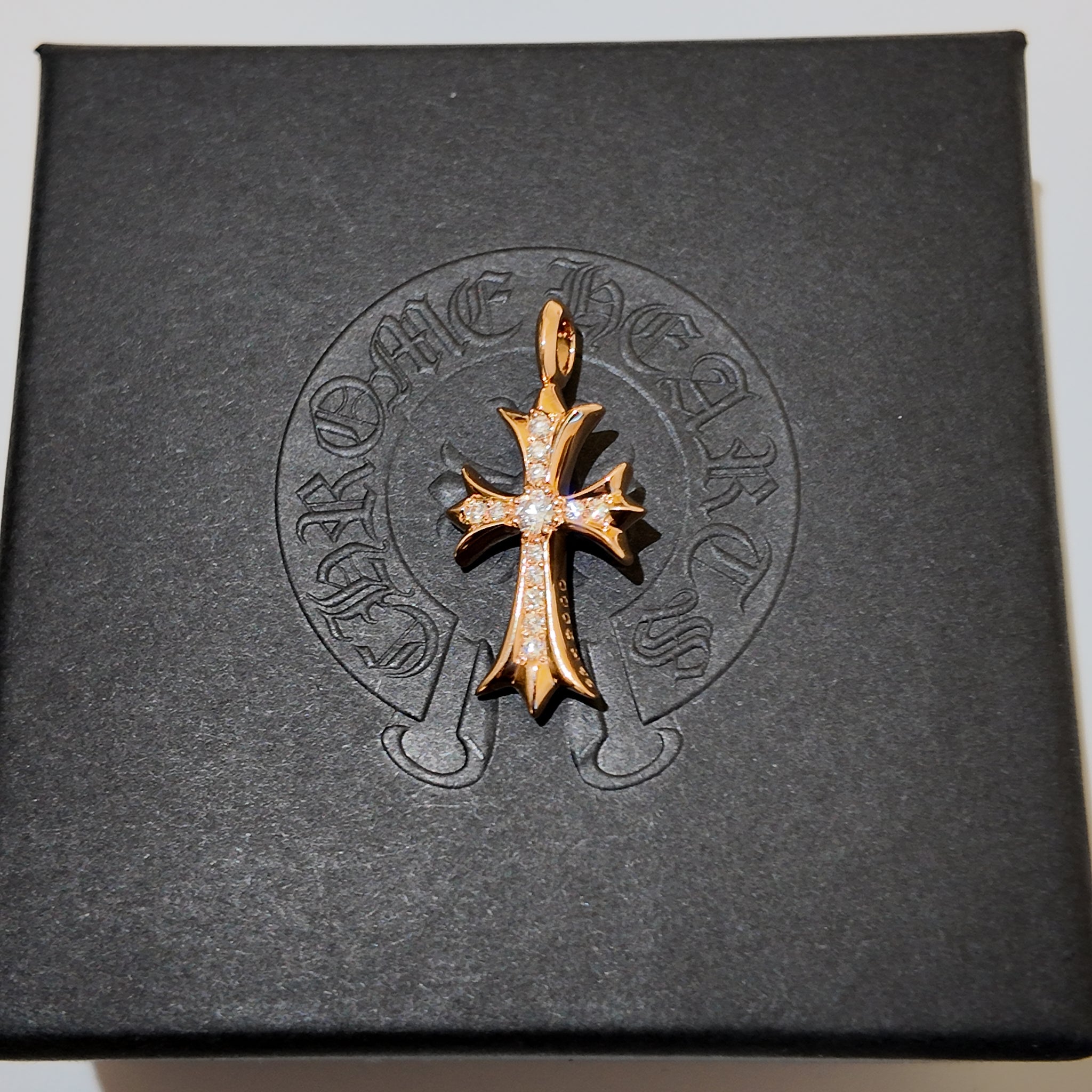 Chrome Hearts 22K Charm Tiny CH CRS Gold OS Pave Diamond