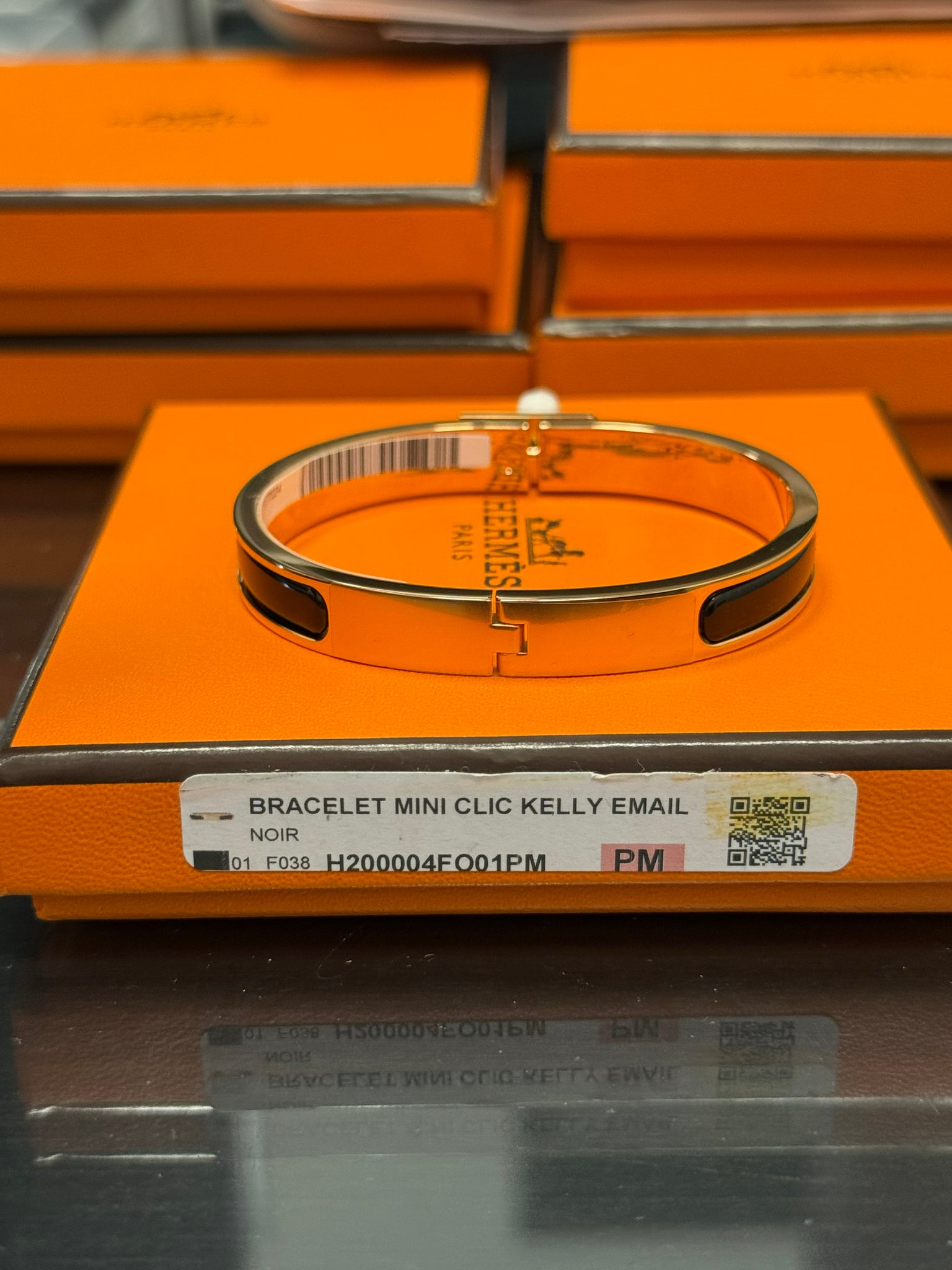 Hermes Mini Kelly Bracelet Rose Gold Plated Brass 3M 01 Noir