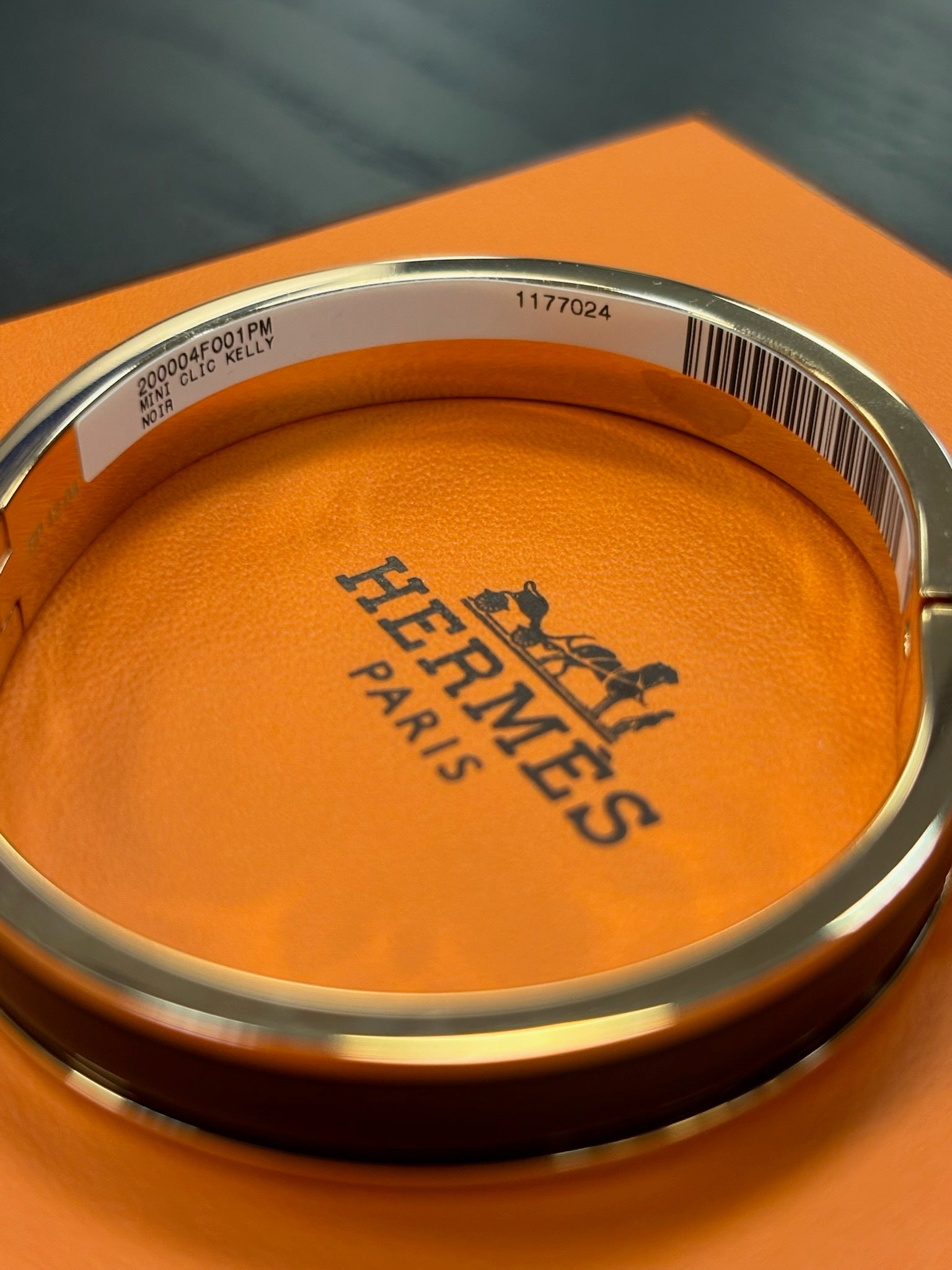Hermes Mini Kelly Bracelet Rose Gold Plated Brass 3M 01 Noir
