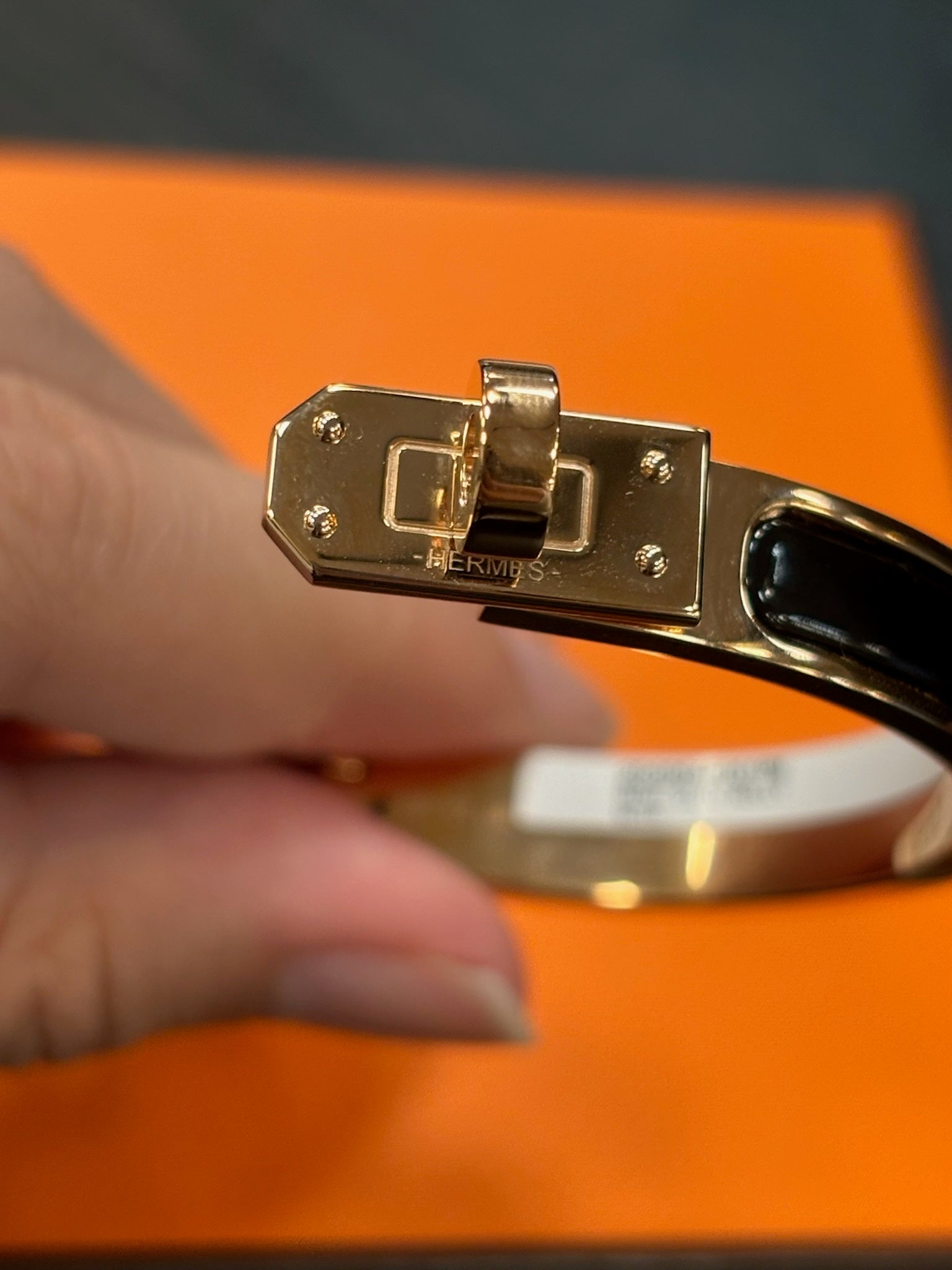 Hermes Mini Kelly Bracelet Rose Gold Plated Brass 3M 01 Noir