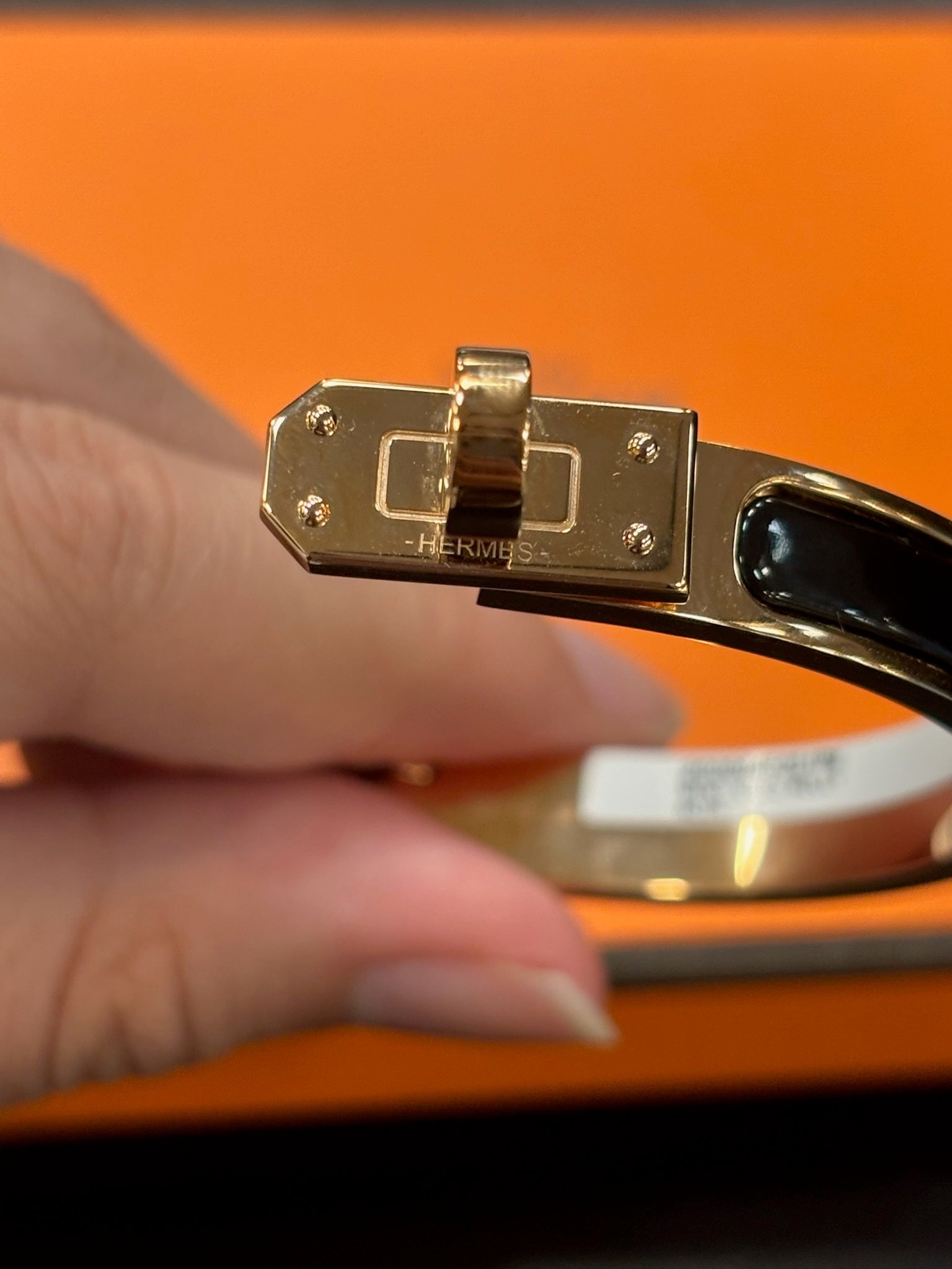 Hermes Mini Kelly Bracelet Rose Gold Plated Brass 3M 01 Noir